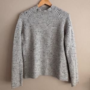 Kuhl Gray Speckled Mock Neck Women's Ida Sweater Merino Wool Blend Size Small